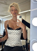 Renascimento Corset Renda Topo Branco Polca Ponto