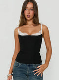 Renascimento Corset Renda Topo Preto / Branco