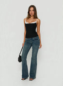 Renascimento Corset Renda Topo Preto / Branco