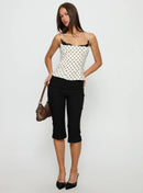 Renascimento Corset Renda Topo Branco Polca Ponto