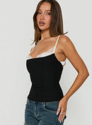 Renascimento Corset Renda Topo Preto / Branco