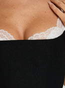 Renascimento Corset Renda Topo Preto / Branco