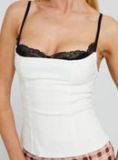 Cropped Corset Renda Topo Branco / Preto