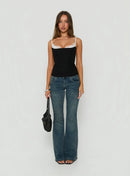 Renascimento Corset Renda Topo Preto / Branco