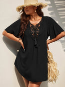 Saída de Praia Plus Size Preto Casual