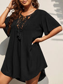 Saída de Praia Plus Size Preto Casual