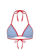 biquíni Iris Seersucker Marina Blue Stripe / Vermelho Batom